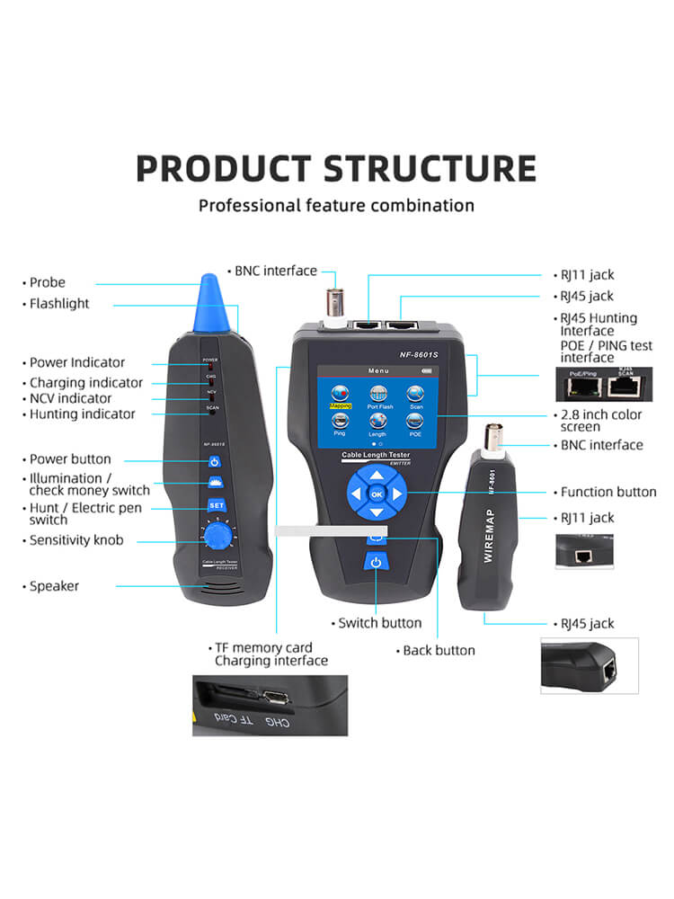 Noyafa NF-8601S TDR Cable Tracer Tester
